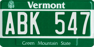 VT license plate ABK547
