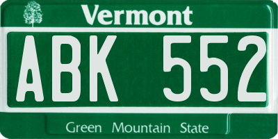 VT license plate ABK552