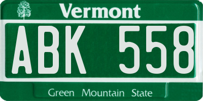 VT license plate ABK558