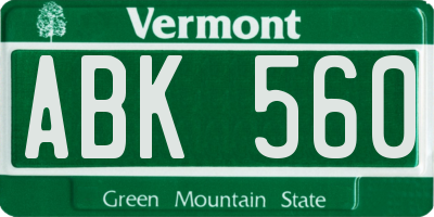 VT license plate ABK560