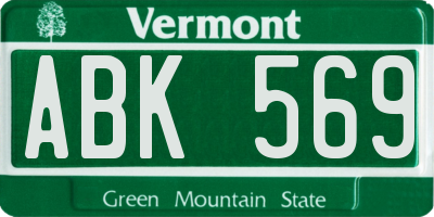 VT license plate ABK569