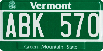 VT license plate ABK570