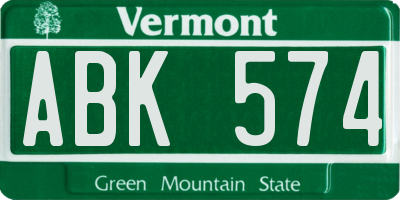 VT license plate ABK574