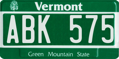 VT license plate ABK575