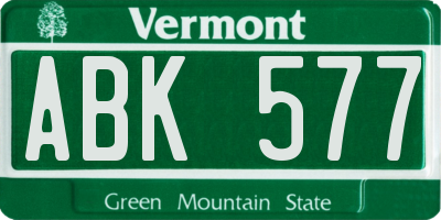 VT license plate ABK577