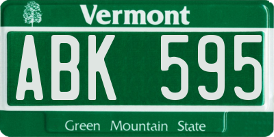 VT license plate ABK595