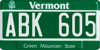 VT license plate ABK605