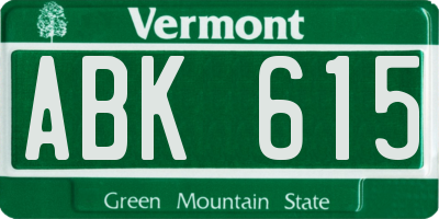 VT license plate ABK615