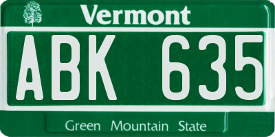 VT license plate ABK635