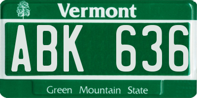 VT license plate ABK636