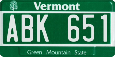 VT license plate ABK651