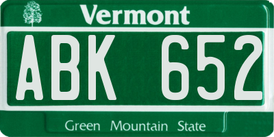 VT license plate ABK652