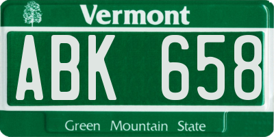 VT license plate ABK658