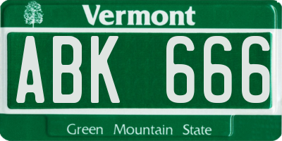 VT license plate ABK666