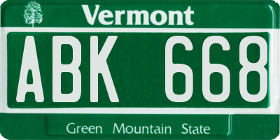 VT license plate ABK668