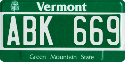 VT license plate ABK669
