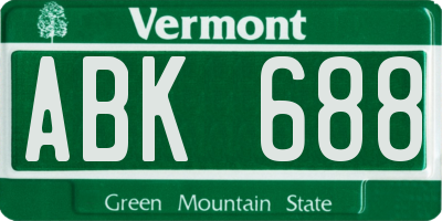 VT license plate ABK688