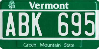 VT license plate ABK695