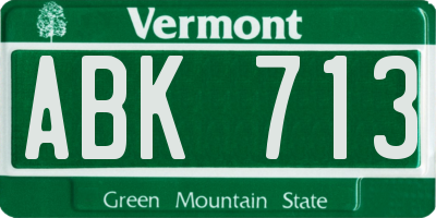 VT license plate ABK713