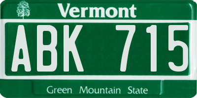 VT license plate ABK715