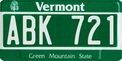 VT license plate ABK721
