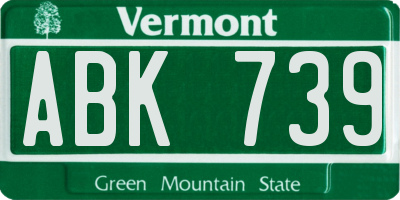 VT license plate ABK739