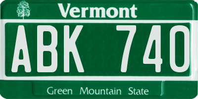 VT license plate ABK740