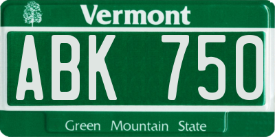 VT license plate ABK750