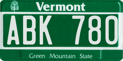 VT license plate ABK780