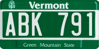 VT license plate ABK791