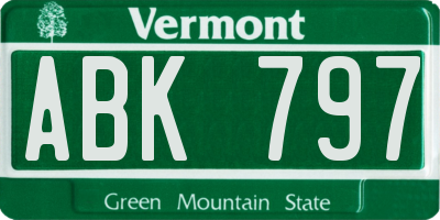 VT license plate ABK797