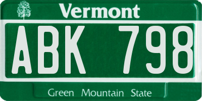 VT license plate ABK798