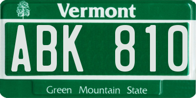 VT license plate ABK810