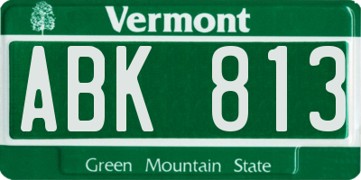 VT license plate ABK813