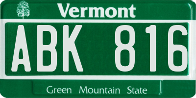 VT license plate ABK816