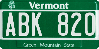 VT license plate ABK820