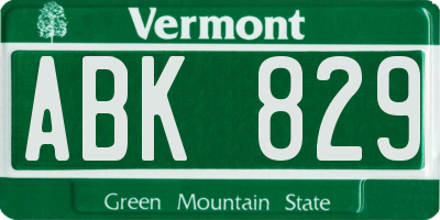 VT license plate ABK829
