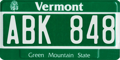 VT license plate ABK848