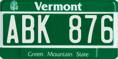VT license plate ABK876