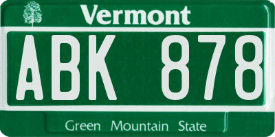 VT license plate ABK878