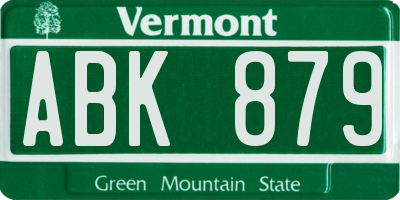 VT license plate ABK879