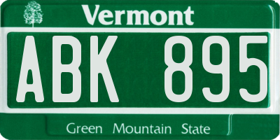 VT license plate ABK895