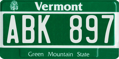 VT license plate ABK897