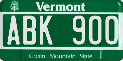 VT license plate ABK900