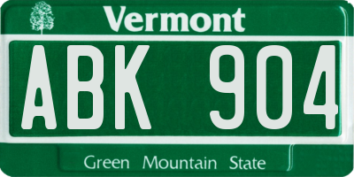 VT license plate ABK904
