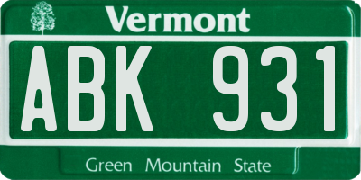 VT license plate ABK931