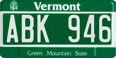 VT license plate ABK946