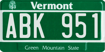 VT license plate ABK951