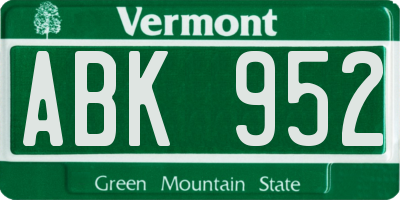 VT license plate ABK952