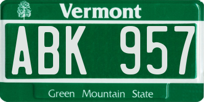 VT license plate ABK957